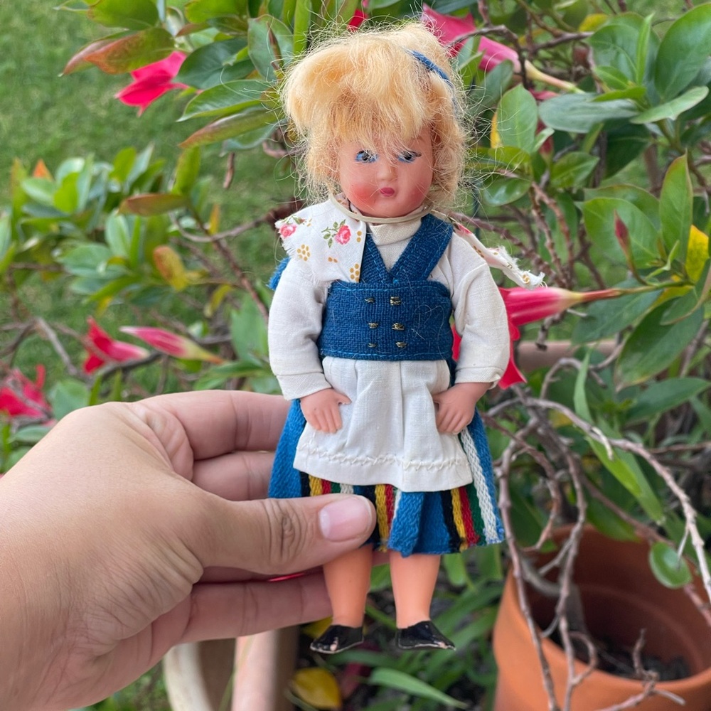 Vintage Souvenir Doll Swedish Folk Art in Traditional Nordic Attire Costume